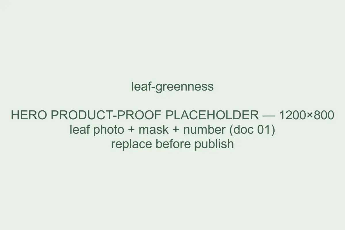 Example Spruce result: leaf greenness measured from a photo, with its computed mask and value